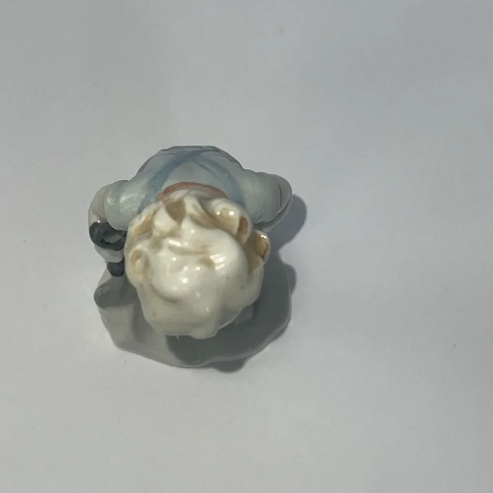 Vintage Porcelain Little Boy With Shovel Overalls Knickknack Made In Japan
